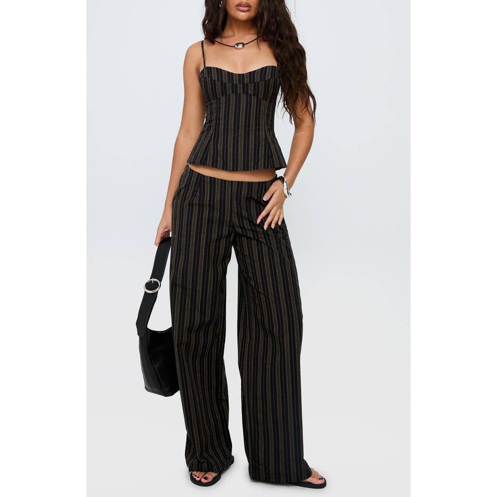 Princess Polly Princess Polly Kierstyn Stripe Crop Cotton Top & Wide Leg Pants Set