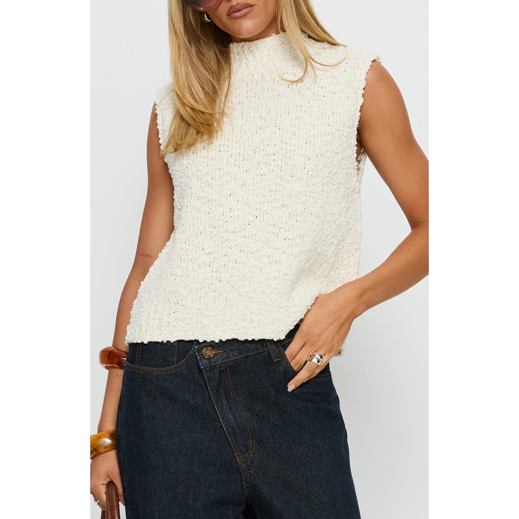 Princess Polly Princess Polly Lanette Mock Neck Sleeveless Bouclé Sweater