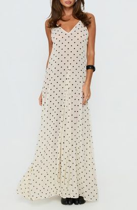 Princess Polly Princess Polly Loulah Polka Dot Chiffon Maxi Dress