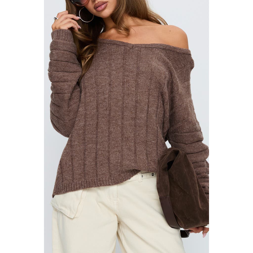 Princess Polly Princess Polly Main Thing One-Shoulder Rib Sweater