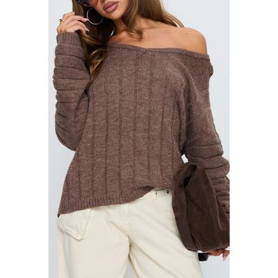 Princess Polly Princess Polly Main Thing One-Shoulder Rib Sweater
