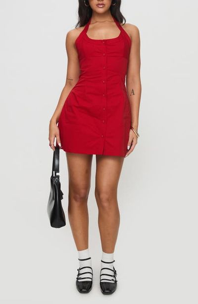 Princess Polly Princess Polly Mallorie Button-Up Halter Minidress