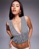 Princess Polly Princess Polly Mixing It Up shirred tie detail plunge cropped top in black gingham-Multi - 4