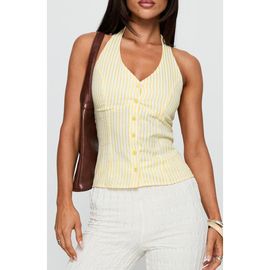 Princess Polly Princess Polly Old Friend Stripe Seersucker Halter Top