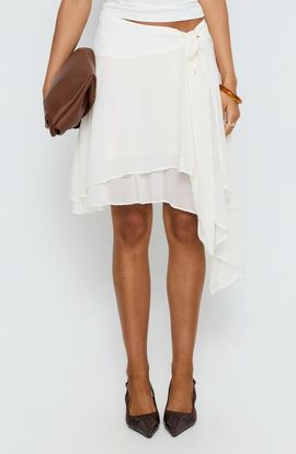 Princess Polly Princess Polly Ophella Tie Waist Tiered Asymmetric Chiffon Midi Skirt