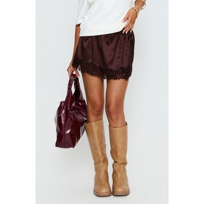 Princess Polly Princess Polly Orlynn Satin Lace Trimmed Shorts
