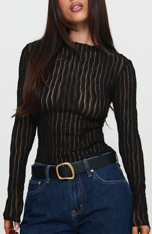 Princess Polly Princess Polly Padra Long Sleeve Semisheer Lace Top