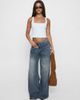 Princess Polly Princess Polly Paltrow mid rise eyelet belt waist detail wide leg jeans in mid blue - 2