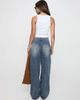 Princess Polly Princess Polly Paltrow mid rise eyelet belt waist detail wide leg jeans in mid blue - 3