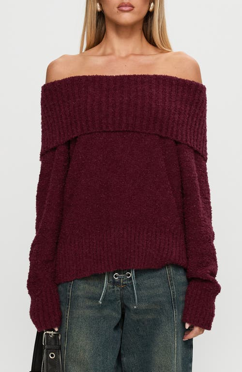 Princess Polly Princess Polly Parkley Off the Shoulder Bouclé Sweater