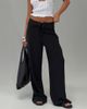 Princess Polly Princess Polly Raymonde linen blend removable belt wide leg pants in black - 1