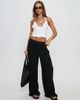 Princess Polly Princess Polly Raymonde linen blend removable belt wide leg pants in black - 2