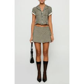 Princess Polly Princess Polly Rhom Check Cotton Crop Button-Up Shirt & Miniskirt Set