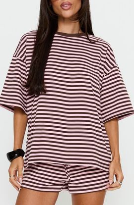Princess Polly Princess Polly Settle Down Striped Oversized T-Shirt