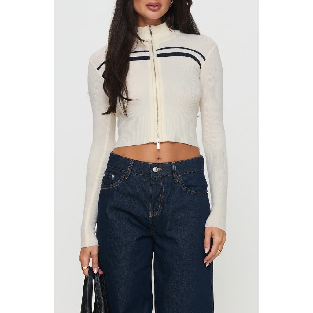 Princess Polly Princess Polly Slow It Down Stripe Zip Sweater