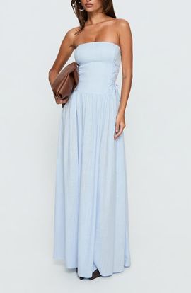 Princess Polly Princess Polly So Far So Good Strapless Linen Blend Maxi Dress