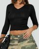 Princess Polly Princess Polly Sofelia Pointelle V-Neck Top - 1