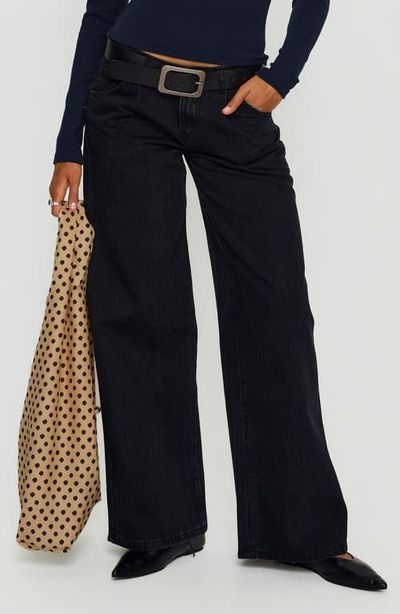 Princess Polly Princess Polly Supercut Low Rise Pleated Wide Leg Jeans