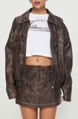 Princess Polly Princess Polly Tanza Faux Leather Jacket