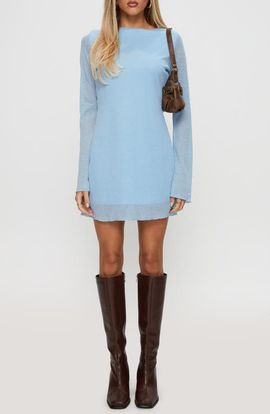 Princess Polly Princess Polly Visualize Drape Back Long Sleeve Knit Minidress