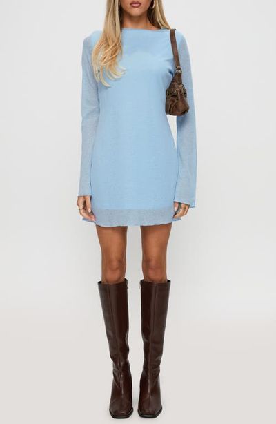 Princess Polly Princess Polly Visualize Drape Back Long Sleeve Knit Minidress