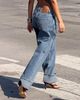 Princess Polly Ramos Diamante Low Rise Wide Leg Jeans Washed Mid Blue - 2