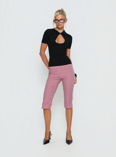 Princess Polly Rossie Capri Pants Red Gingham
