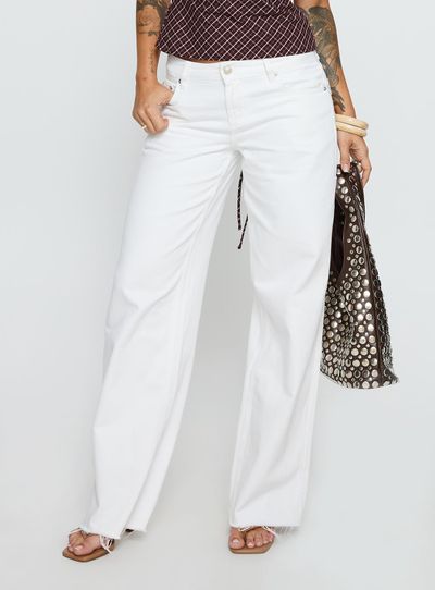 Princess Polly Sabryna Low Rise Straight Leg Jeans White