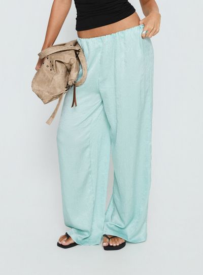 Princess Polly Salona Satin Straight Leg Pants Jelly Mint