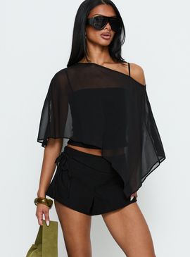 Princess Polly Senzo Wrap Shorts Black