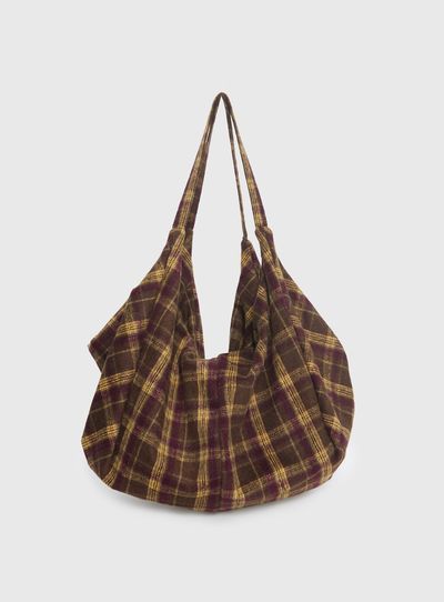 Princess Polly Sonora Oversized Tote Bag Brown Check