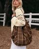 Princess Polly Sonora Oversized Tote Bag Brown Check - 2