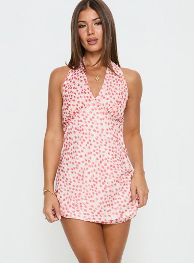 Princess Polly Sweet Summers Halter Mini Dress Red Multi