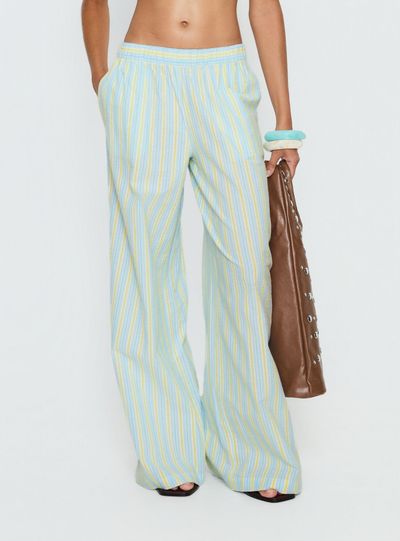 Princess Polly Talyssa Elasticated Waist Pants Blue Stripe