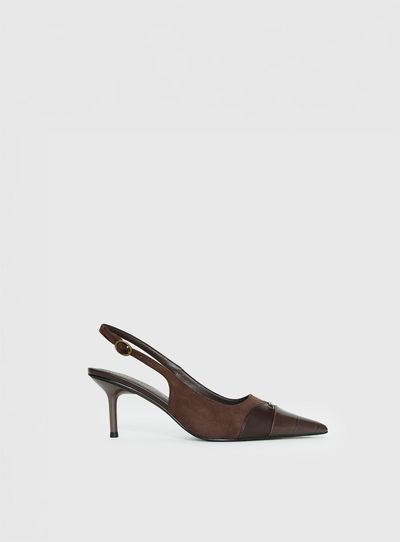 Princess Polly Tiptoe Slingback Heels Brown