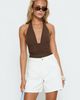 Princess Polly Torri Longline Denim Shorts Ecru - 1