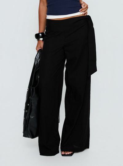 Princess Polly Wave Dancer Tie Pant Black