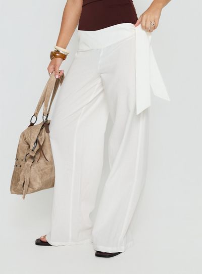 Princess Polly Wave Dancer Tie Pant White