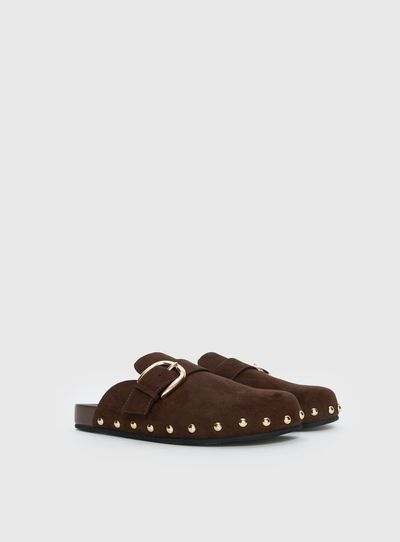 Princess Polly Way Life Goes Stud Detail Clogs Chocolate