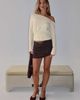Princess Polly Yellena Buckle Mini Skirt Brown Pinstripe - 2