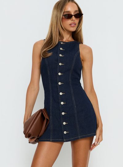 Princess Polly Yumiko Denim Romper Raw Denim