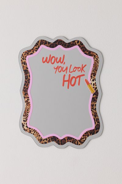 Printed Weird Printed Weird Leopard & Lippy Wall Mirror in Leopard/Lippy at Urban Outfitters