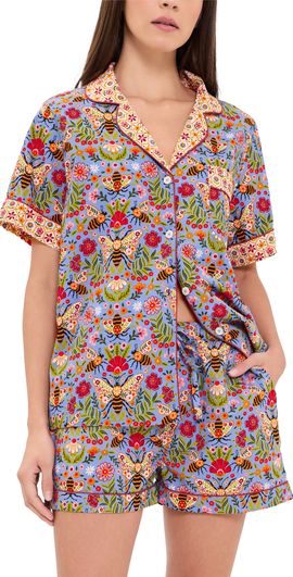 Printfresh Printfresh Bee Tapestry Short PJ Set delphinium blue