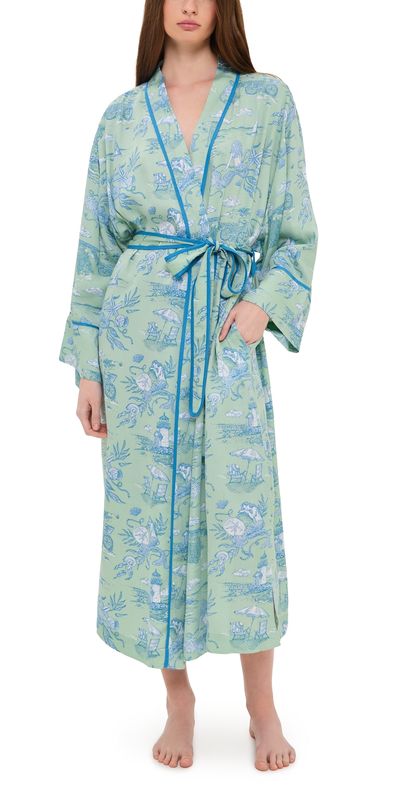 Printfresh Printfresh Satin Robe Sea Foam