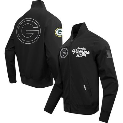 PRO STANDARD Men's Pro Standard Black Green Bay Packers Paint The City Twill Full-Zip Jacket 