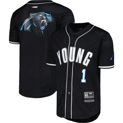 PRO STANDARD Men's Pro Standard Bryce Young Black Carolina Panthers Mesh Baseball Button-Up T-Shirt 