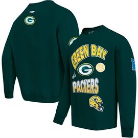PRO STANDARD Men's Pro Standard Green Green Bay Packers Turn It Up Drop Shoulder Pullover Sweatshirt 