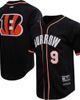 PRO STANDARD Men's Pro Standard Joe Burrow Black Cincinnati Bengals Mesh Baseball Button-Up T-Shirt  - 1
