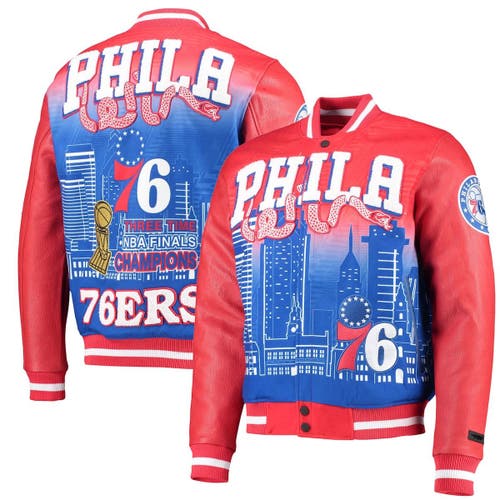 PRO STANDARD Men's Pro Standard Red Philadelphia 76ers Remix Varsity Full-Zip Jacket 