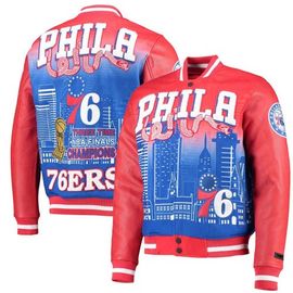 PRO STANDARD Men's Pro Standard Red Philadelphia 76ers Remix Varsity Full-Zip Jacket 